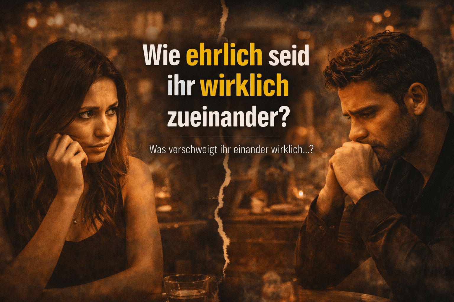 Wie ehrlich seid ihr wirklich zueinander? Zwei Menschen mit nachdenklichem Blick